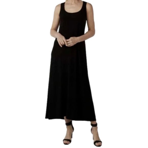 NEW Kim & Co Black Stretch Sleeveless Maxi Dress Size Small Petite - Picture 1 of 5